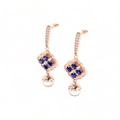 Rose Gold Plated Blue Sapphire Pearl Earrings