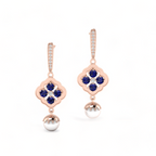 Rose Gold Plated Blue Sapphire Pearl Earrings