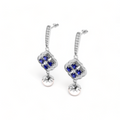 925 Silver Blue Sapphire Diamond Pearl Earrings