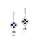 925 Silver Blue Sapphire Diamond Pearl Earrings