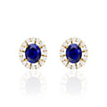 Oval Blue Sapphire Diamond Stud Gold Plated Earrings