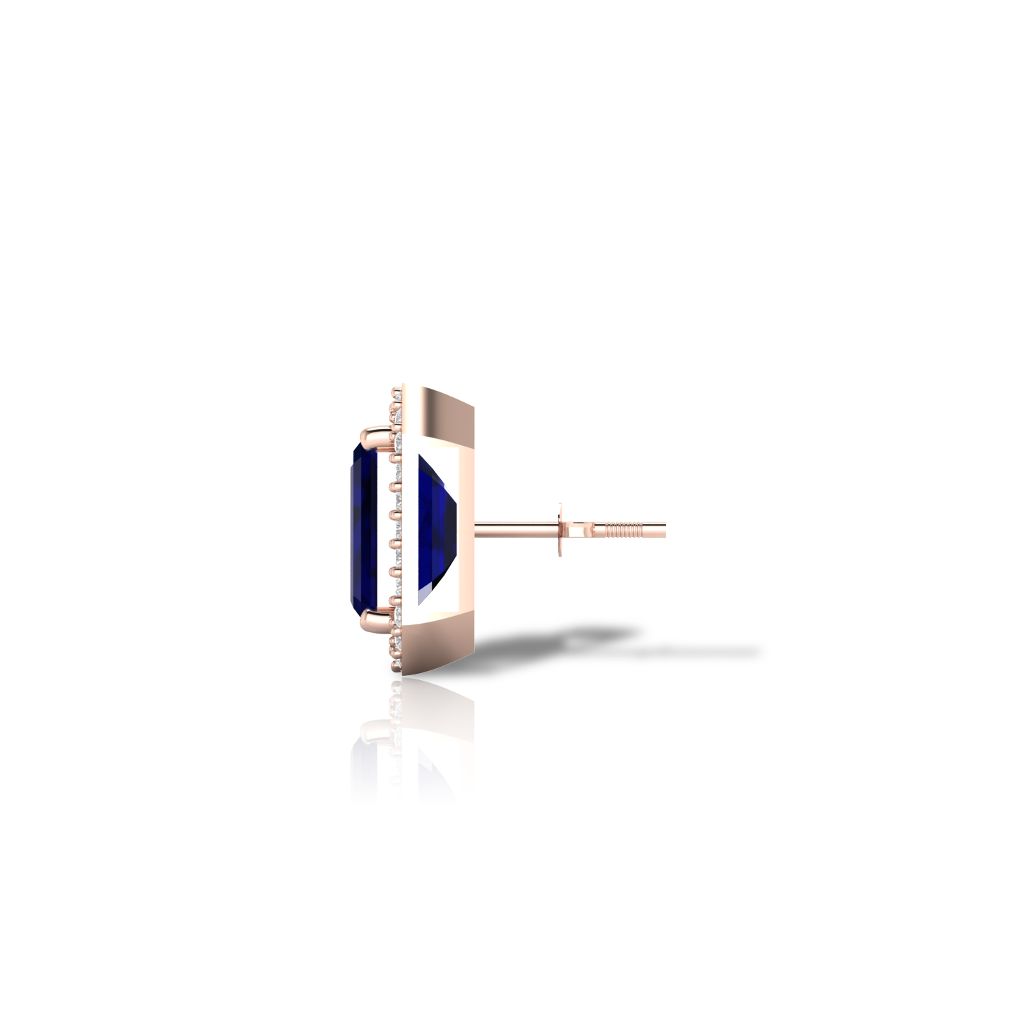 Rose Gold Plated Blue Square Halo Diamond Earrings