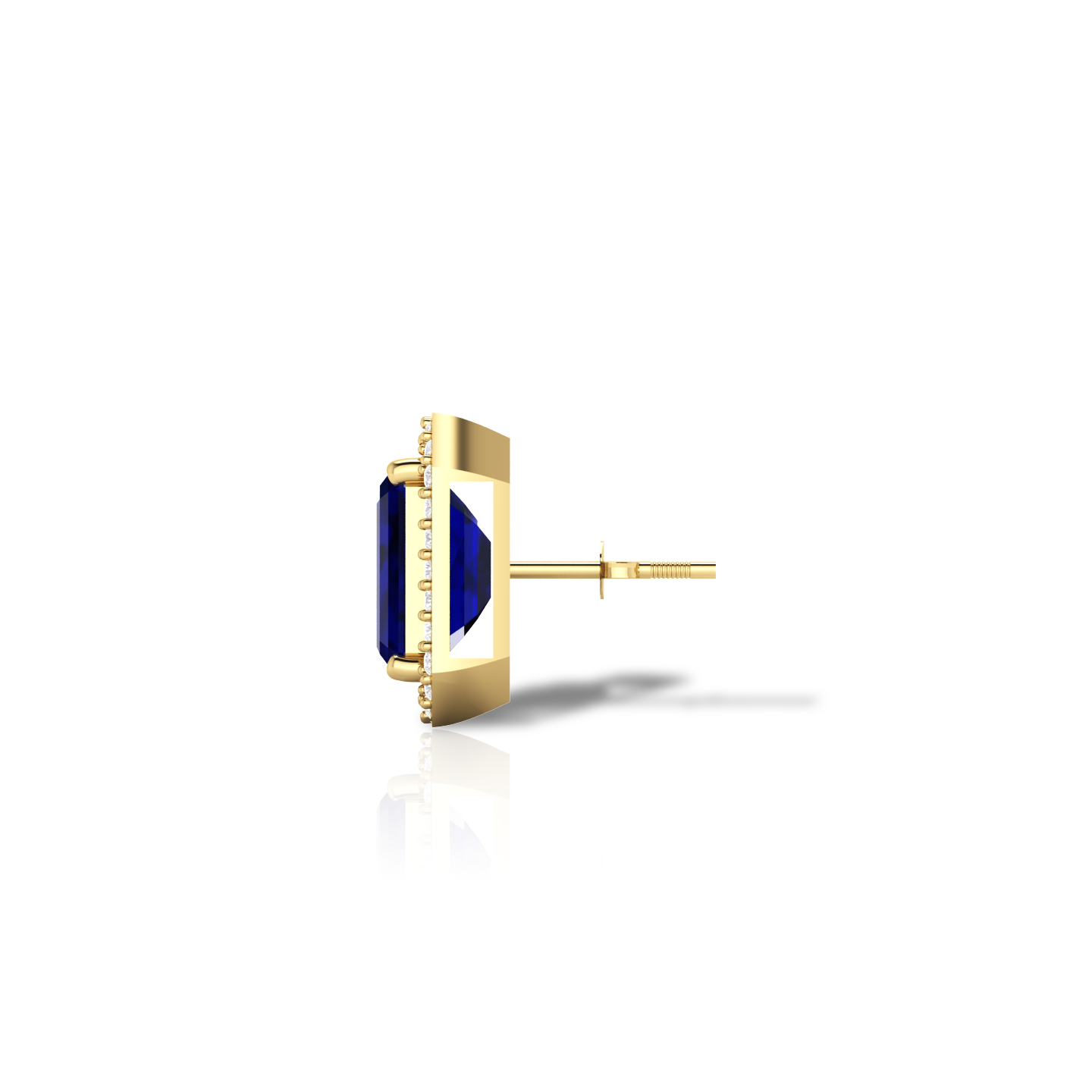 Blue Square Halo Diamond Earrings