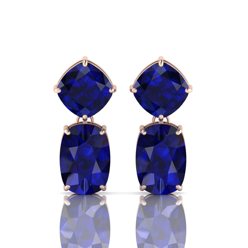 Rose Gold Plated Blue Drop Dangle Earrings For Her