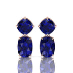 Rose Gold Plated Blue Drop Dangle Earrings For Her