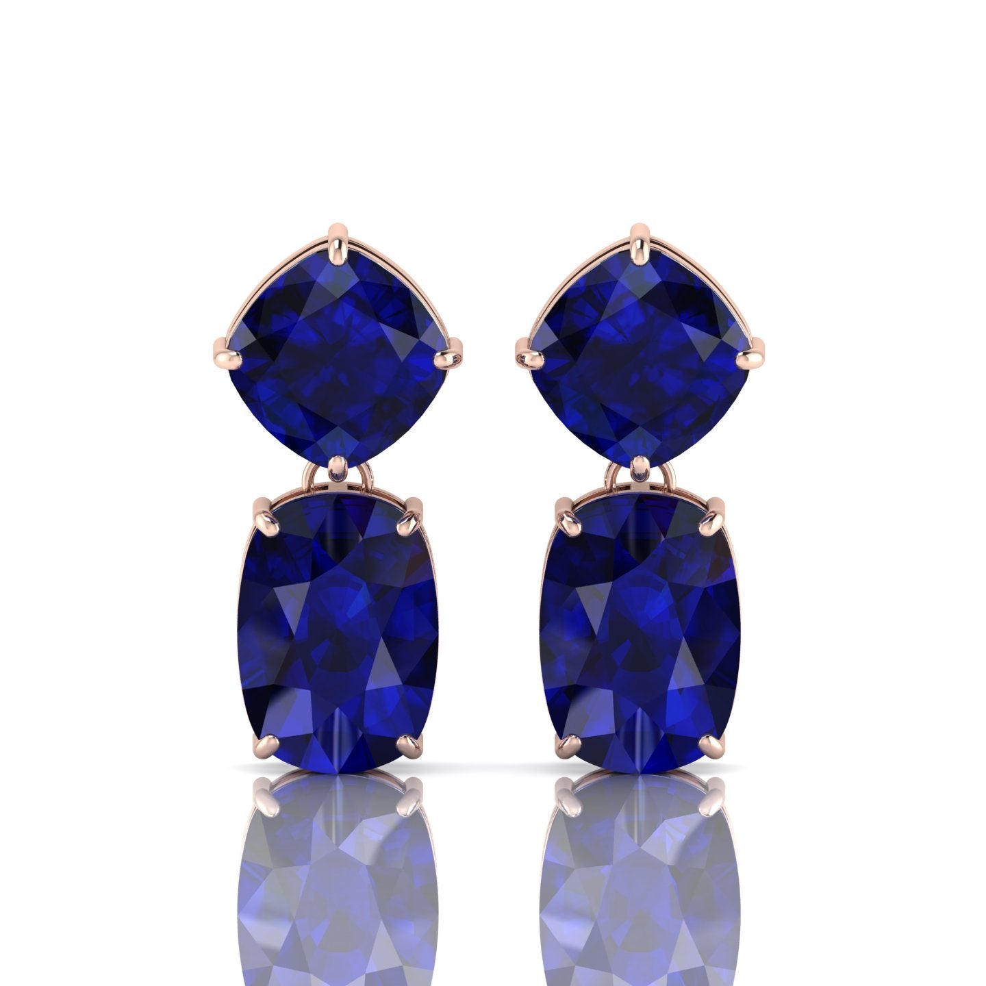 Rose Gold Plated Blue Drop Dangle Earrings For Her