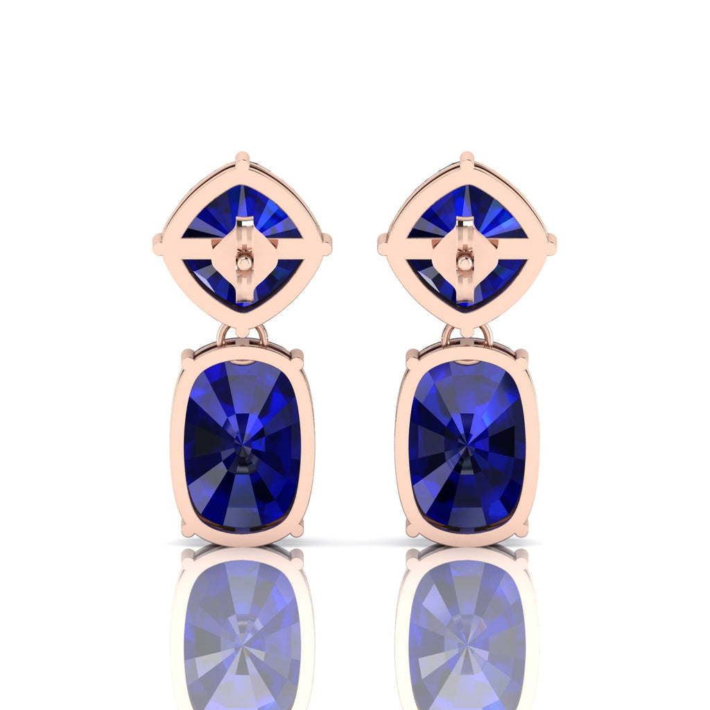 Rose Gold Plated Blue Drop Dangle Earrings For Her