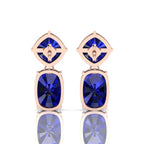 Rose Gold Plated Blue Drop Dangle Earrings For Her