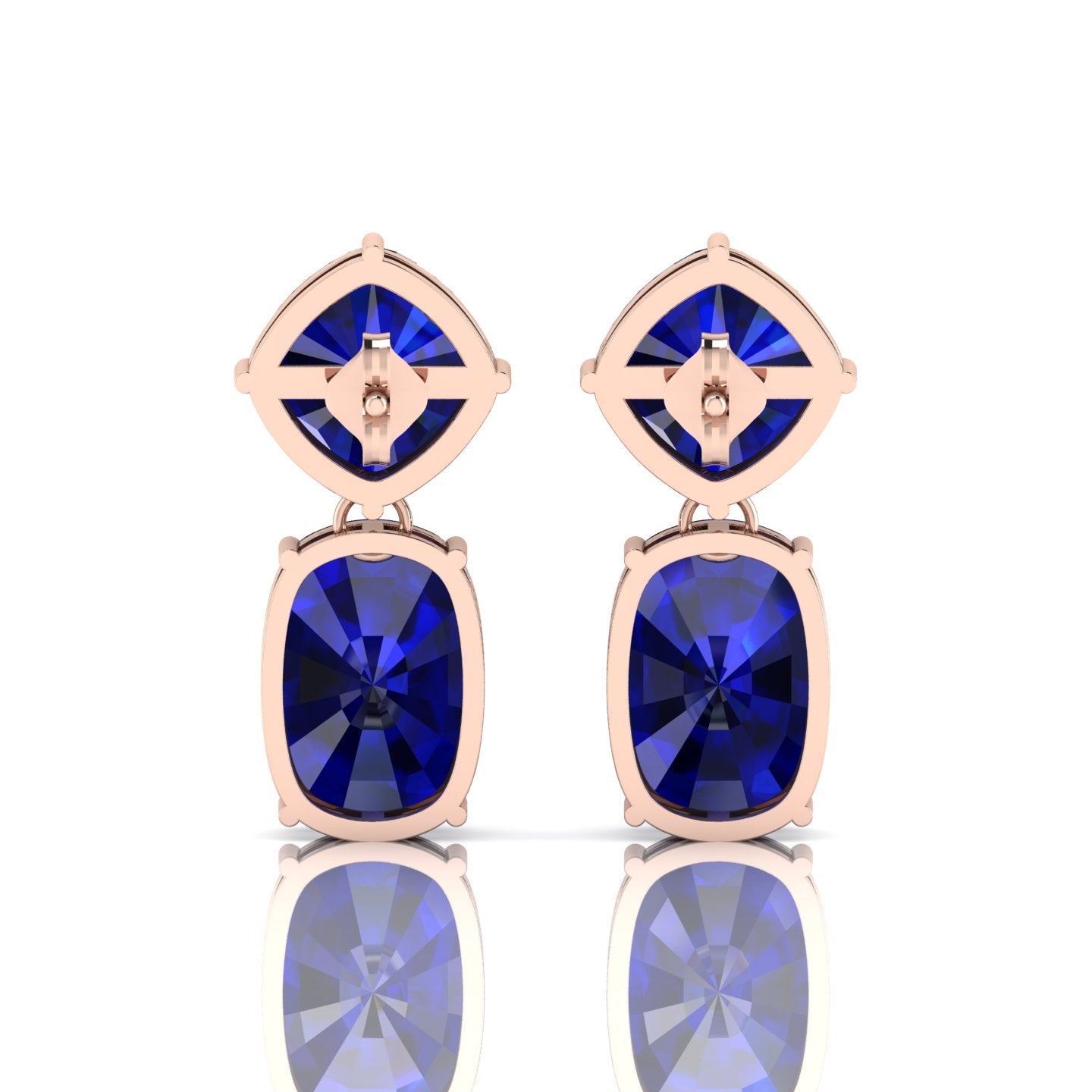 Rose Gold Plated Blue Drop Dangle Earrings For Her
