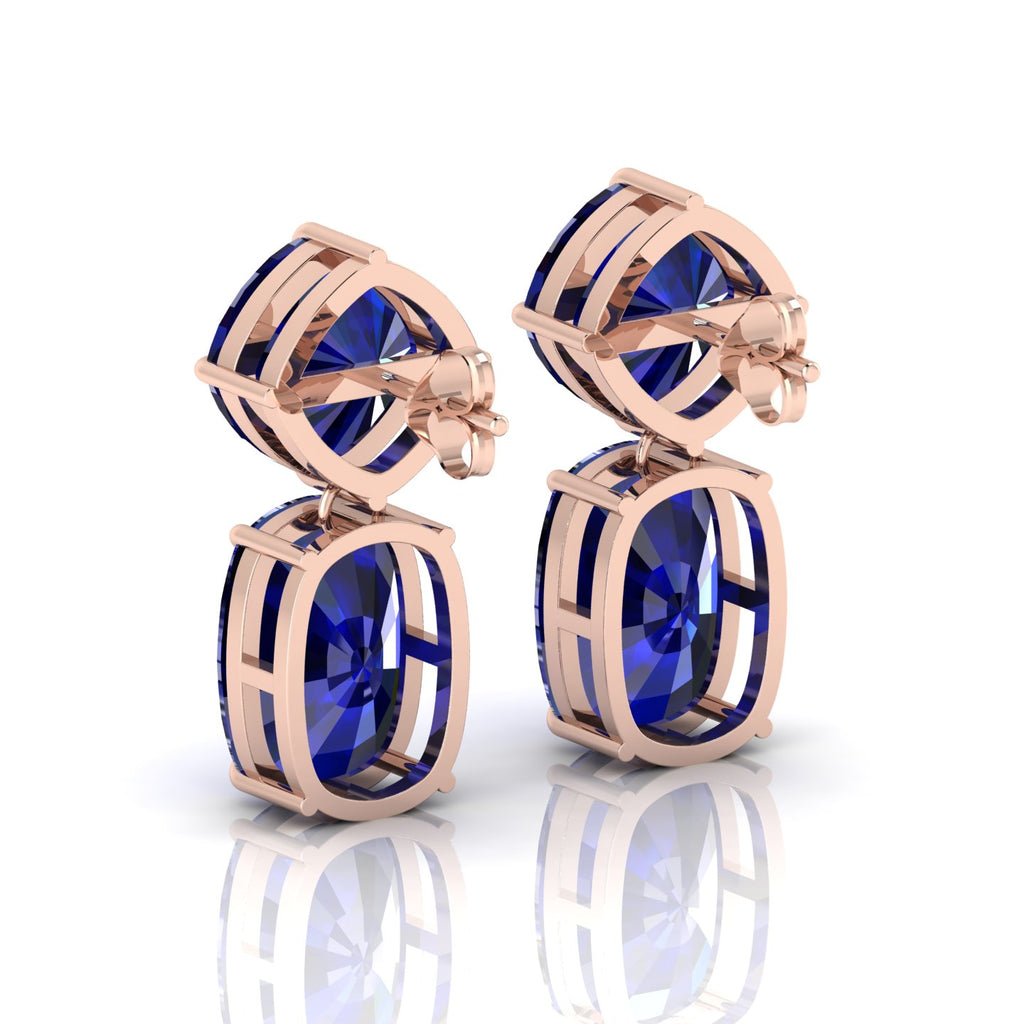 Rose Gold Plated Blue Drop Dangle Earrings For Her