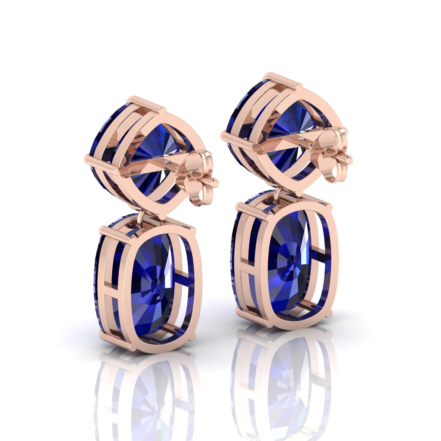 Rose Gold Plated Blue Drop Dangle Earrings For Her