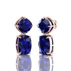 Rose Gold Plated Blue Drop Dangle Earrings For Her