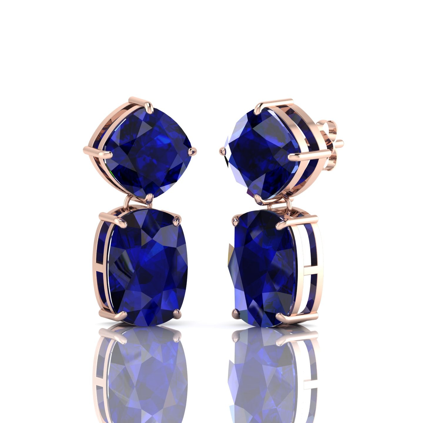 Rose Gold Plated Blue Drop Dangle Earrings For Her
