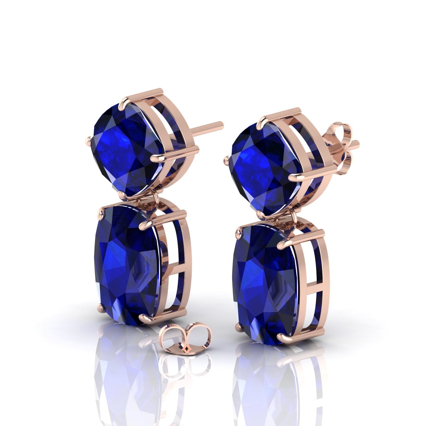 Rose Gold Plated Blue Drop Dangle Earrings For Her