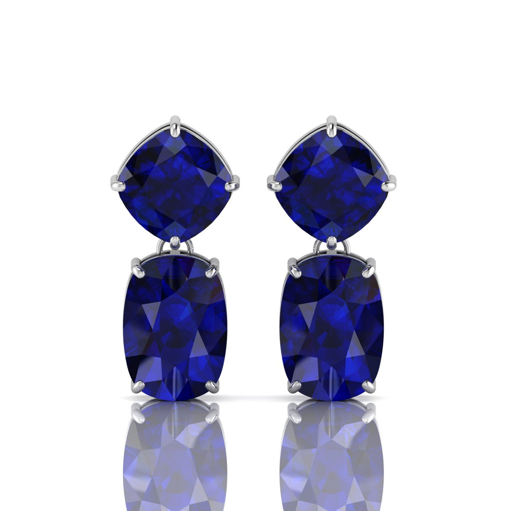 925 Silver Blue Sapphire Drop Dangle Wedding Earrings