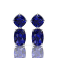 925 Silver Blue Sapphire Drop Dangle Wedding Earrings