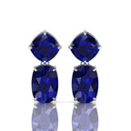 925 Silver Blue Sapphire Drop Dangle Wedding Earrings
