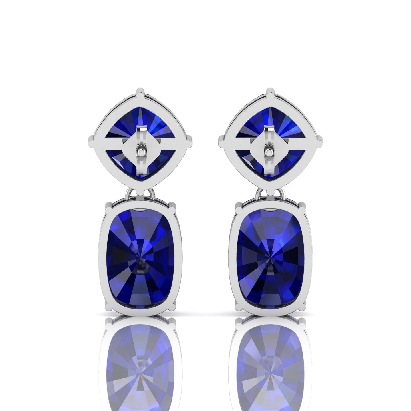 925 Silver Blue Sapphire Drop Dangle Wedding Earrings