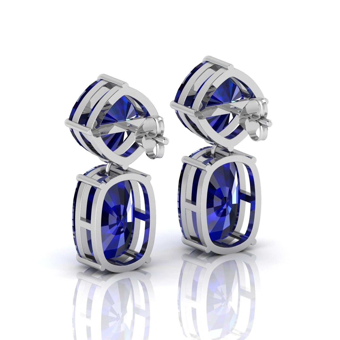 925 Silver Blue Sapphire Drop Dangle Wedding Earrings