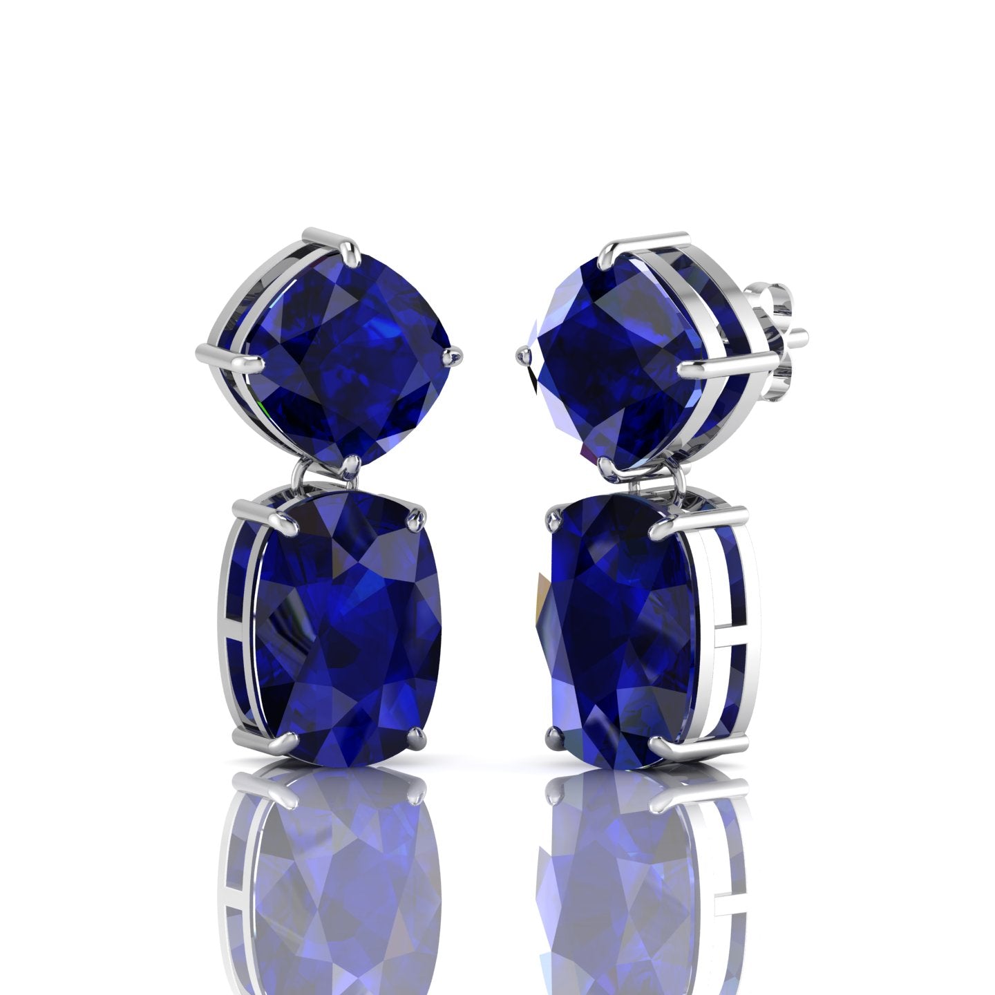925 Silver Blue Sapphire Drop Dangle Wedding Earrings