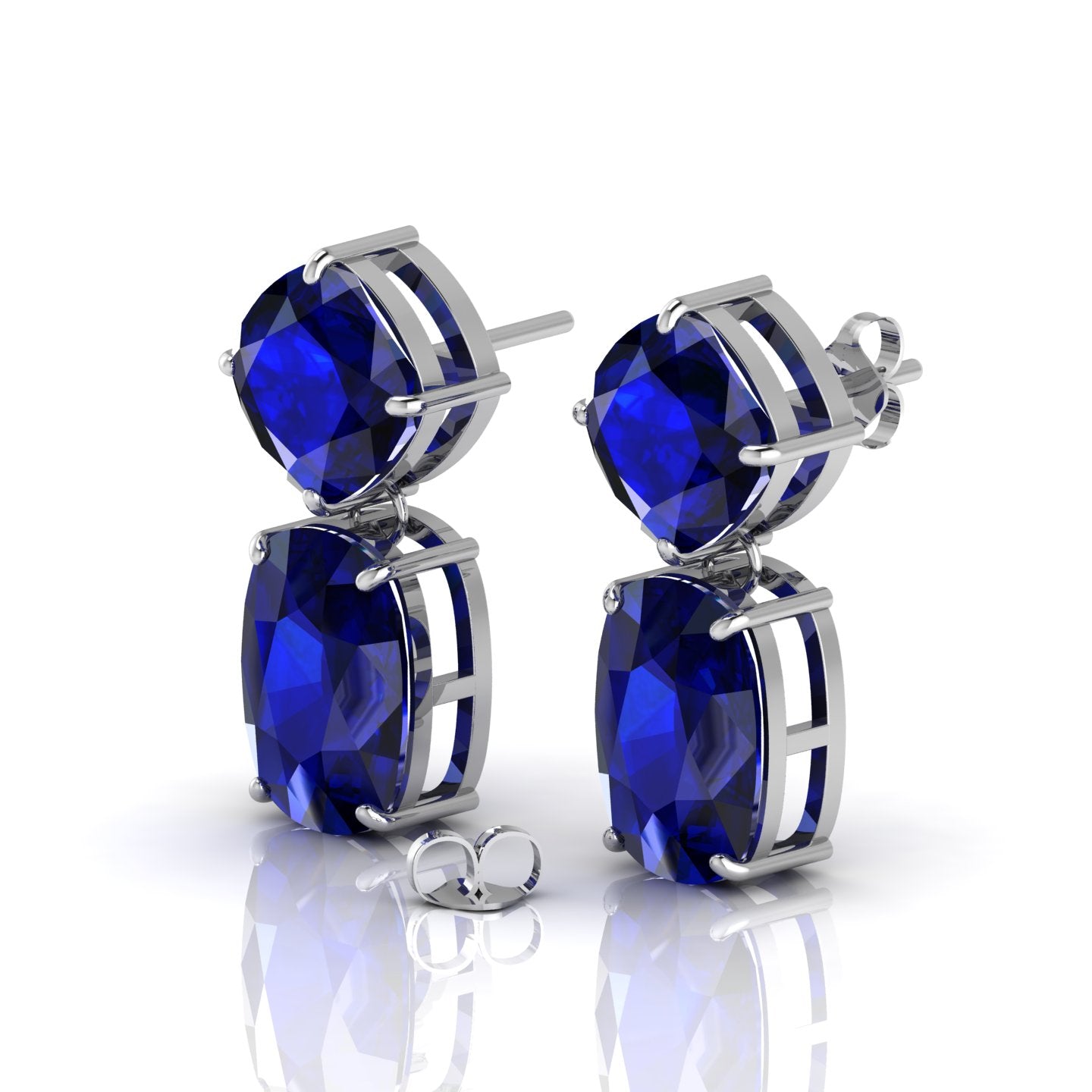 925 Silver Blue Sapphire Drop Dangle Wedding Earrings