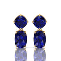 Blue Sapphire Drop Dangle Gold Plated Earrings