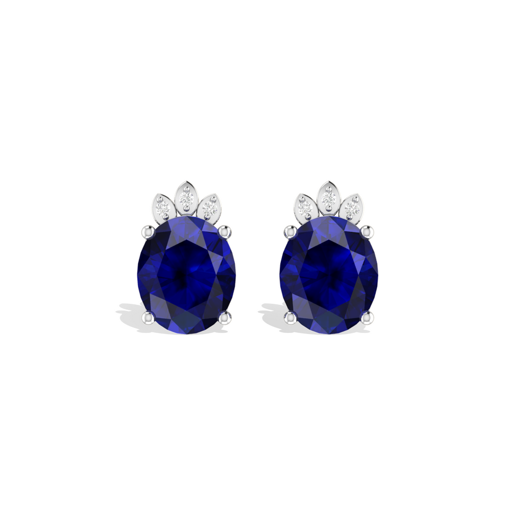 Blue Sparkling Halo 925 Silver Stud Earrings