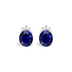 Blue Sparkling Halo 925 Silver Stud Earrings