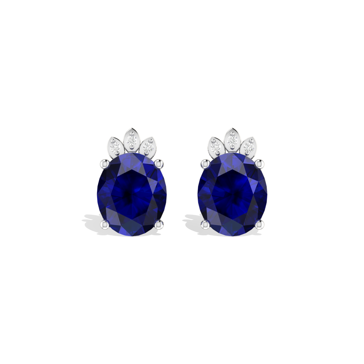 Blue Sparkling Halo 925 Silver Stud Earrings