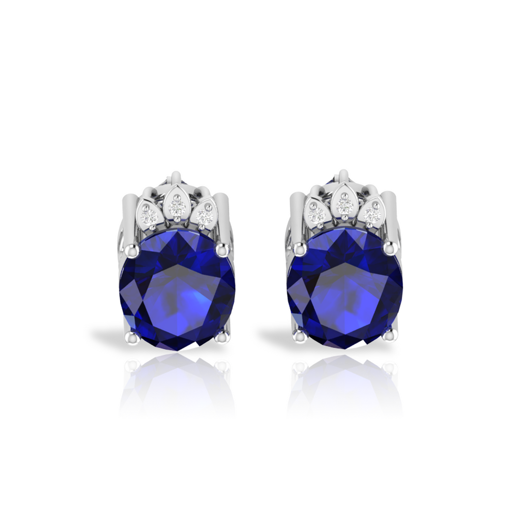 Blue Sparkling Halo 925 Silver Stud Earrings