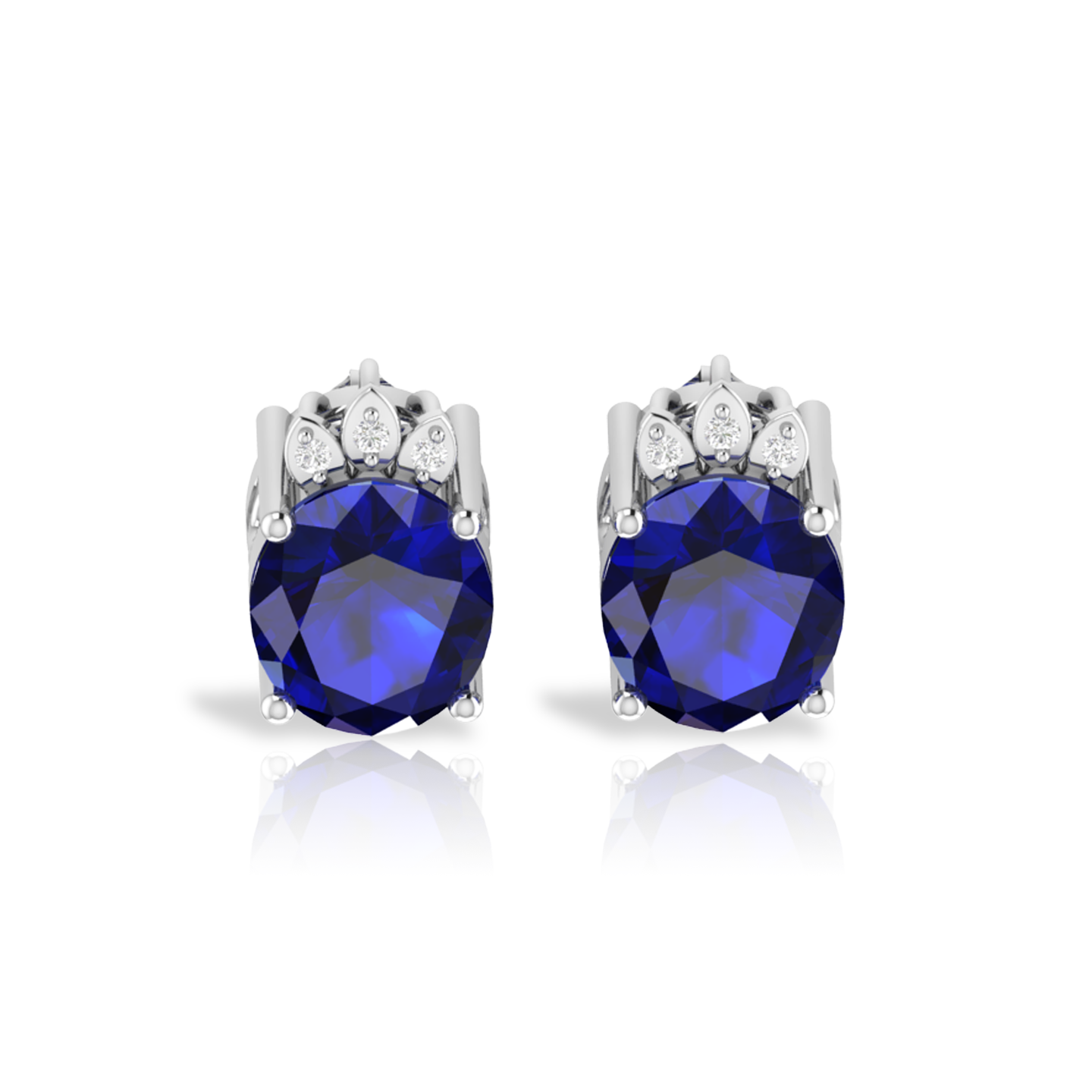 Blue Sparkling Halo 925 Silver Stud Earrings