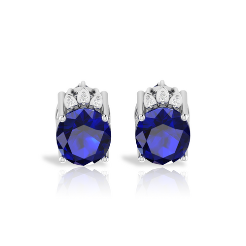 Blue Sparkling Halo 925 Silver Stud Earrings