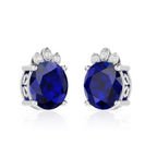 Blue Sparkling Halo 925 Silver Stud Earrings