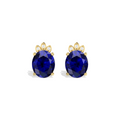 Blue Sparkling Halo Gold Plated Stud Earrings