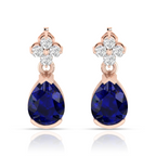 Blue Rose Gold Plated Pear Diamond Earring