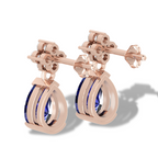 Blue Rose Gold Plated Pear Diamond Earring
