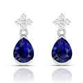 Pear Blue Drop Silver Earring
