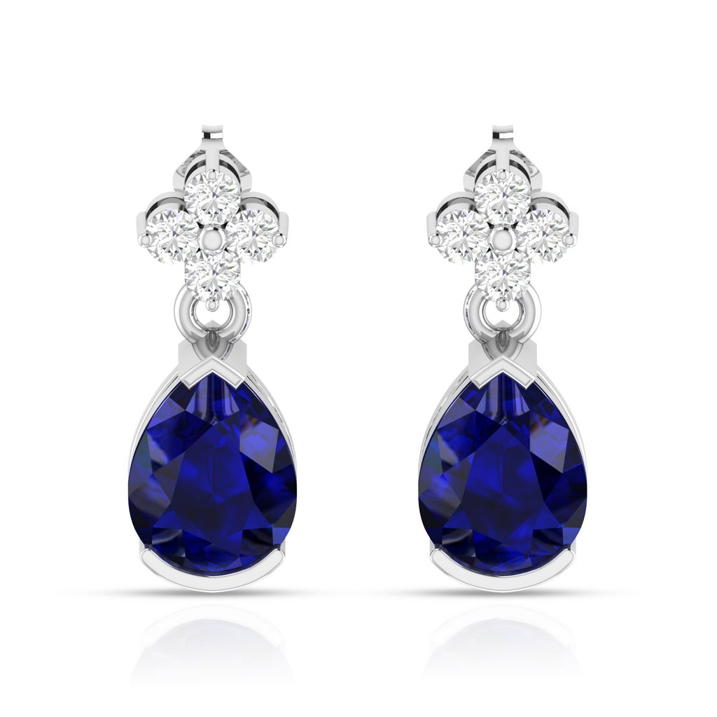 Pear Blue Drop Silver Earring
