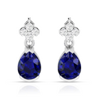 Pear Blue Drop Silver Earring