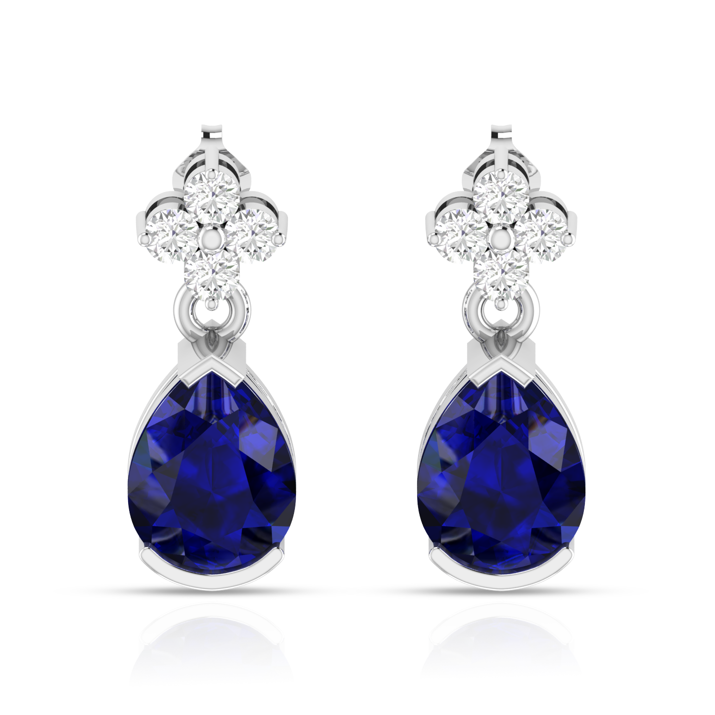 Pear Blue Drop Silver Earring