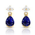 Gold Plated Pear Blue Drop Earring