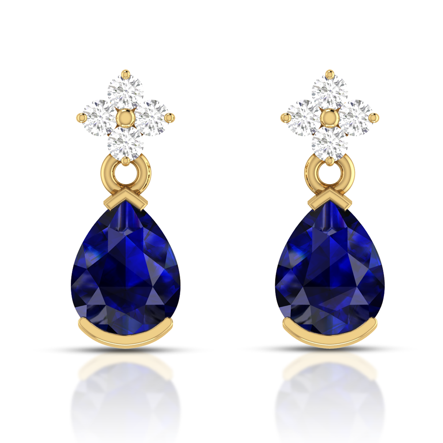 Gold Plated Pear Blue Drop Earring