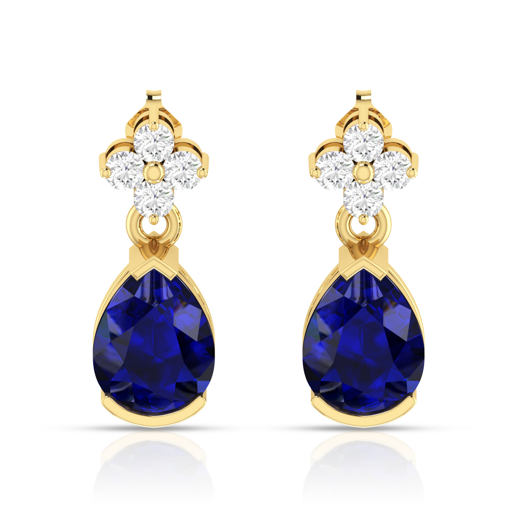 Gold Plated Pear Blue Drop Earring
