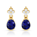 Gold Plated Pear Blue Drop Earring