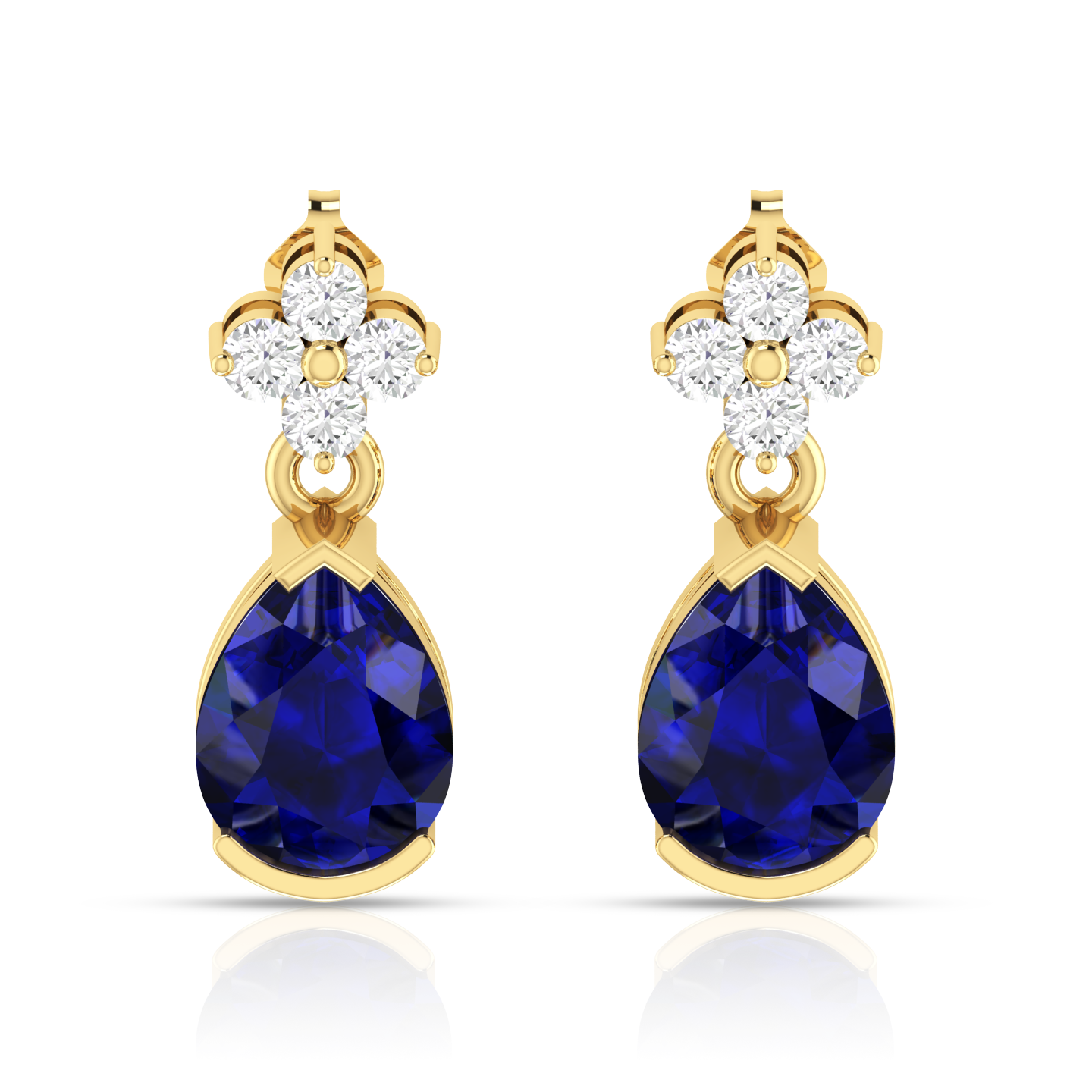 Gold Plated Pear Blue Drop Earring