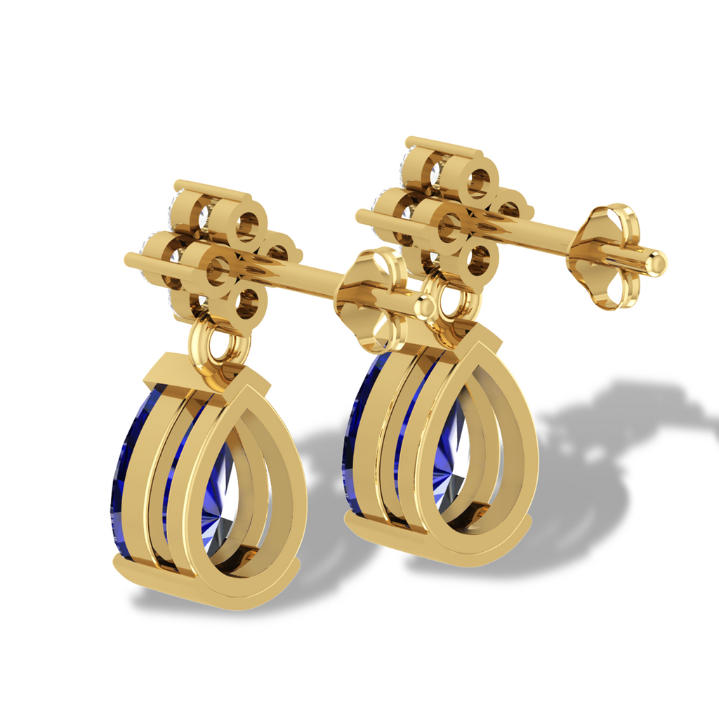 Gold Plated Pear Blue Drop Earring