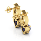 Blue Heart Shaped Ribbon Gold Plated Earrings