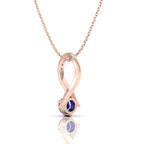 Rose Gold Plated Blue Sapphire Halo Pendant Necklace - View 4