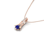 Rose Gold Plated Blue Sapphire Halo Pendant Necklace - View 5