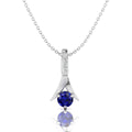 Blue Sapphire 925 Silver Halo Pendant Necklace - View 1